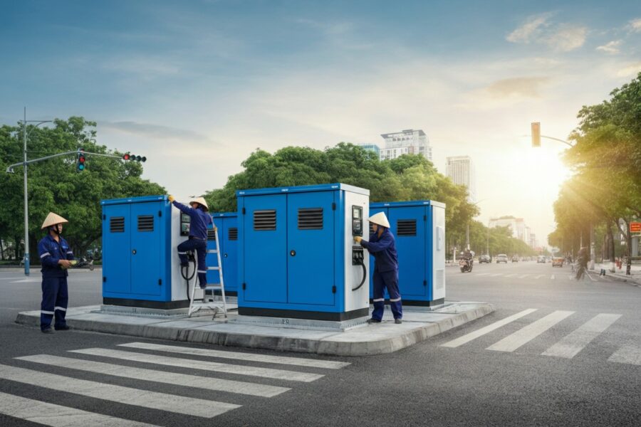Lắp đặt tủ đổi pin xe máy điện VinFast tại đô thị