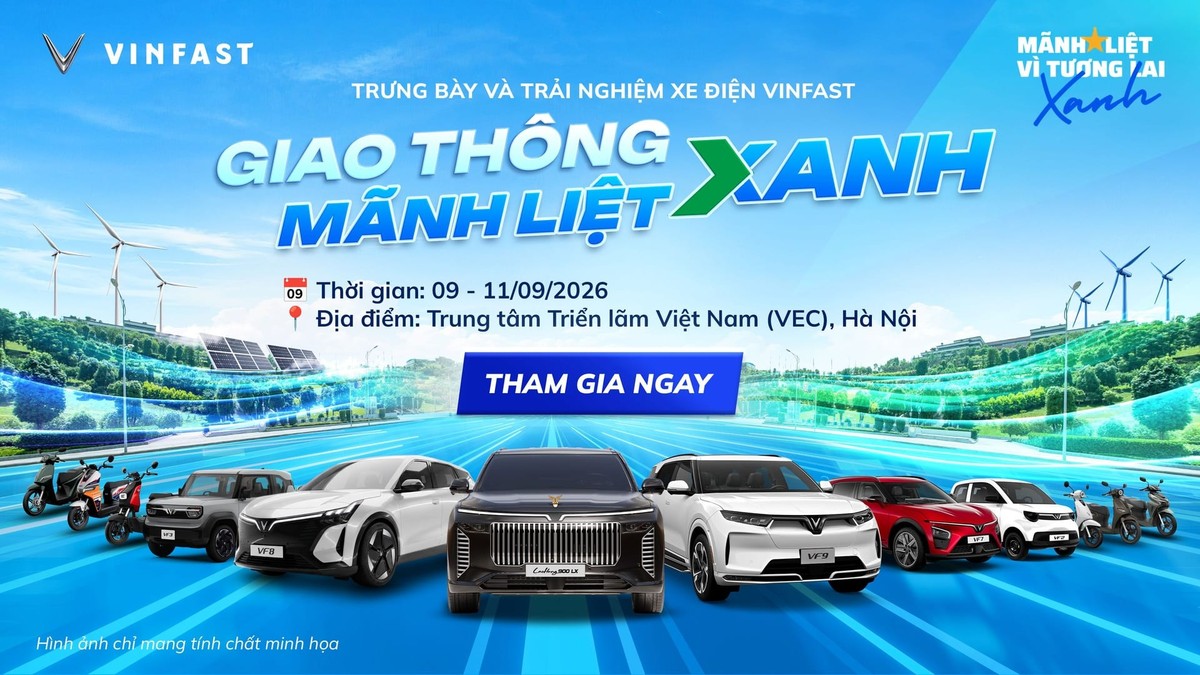 VinFast trưng bày xe điện tại sự kiện Giao thông xanh - Mãnh liệt xanh, VITW 2026